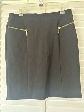 MICHAEL Michael Kors Skirt Pencil Black Gold Zipper Size 10